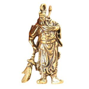 Solid Pure Copper Guan Gong Knife Sword Car Keychain Pendants Luggage Bag Hangin